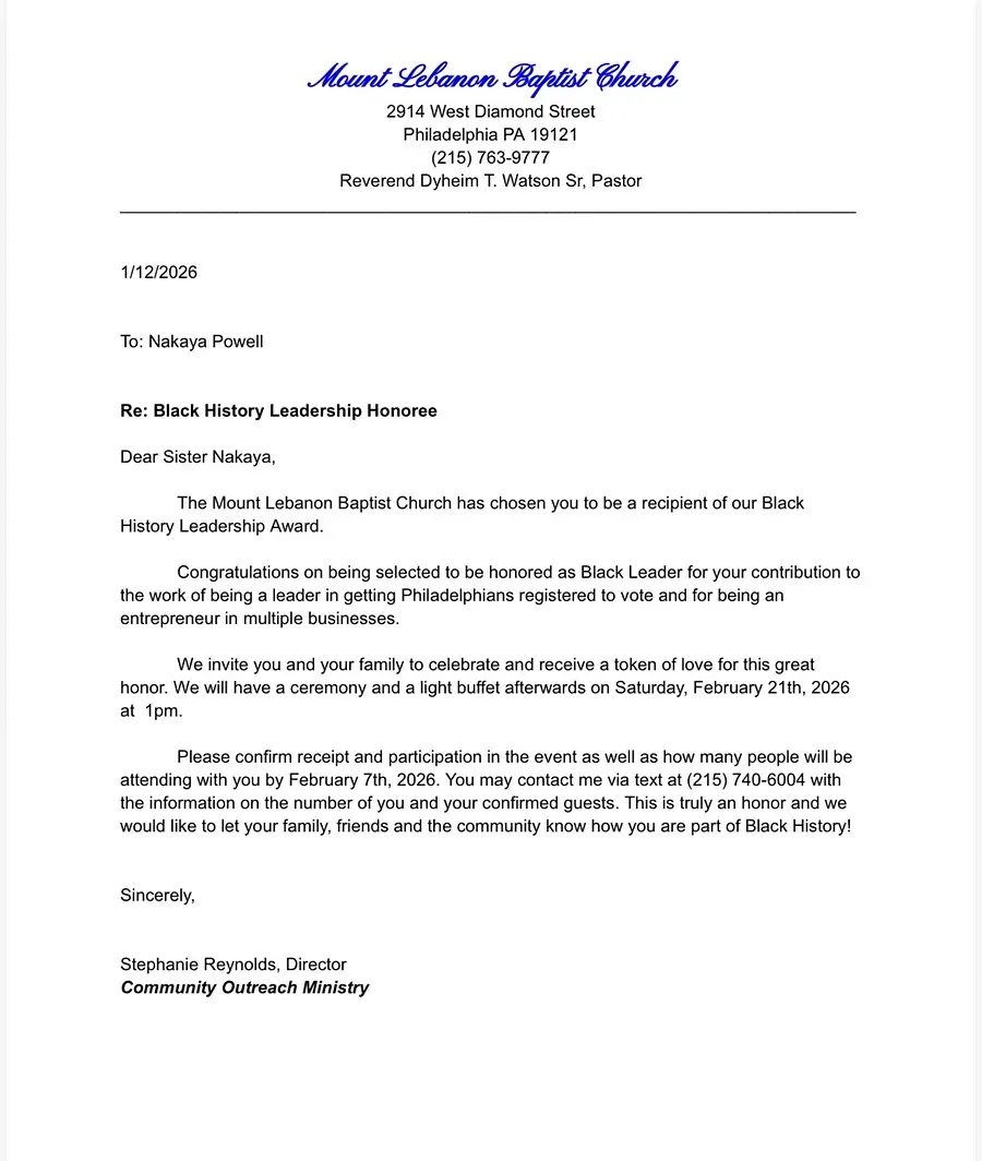 Black History Leadership Honoree 