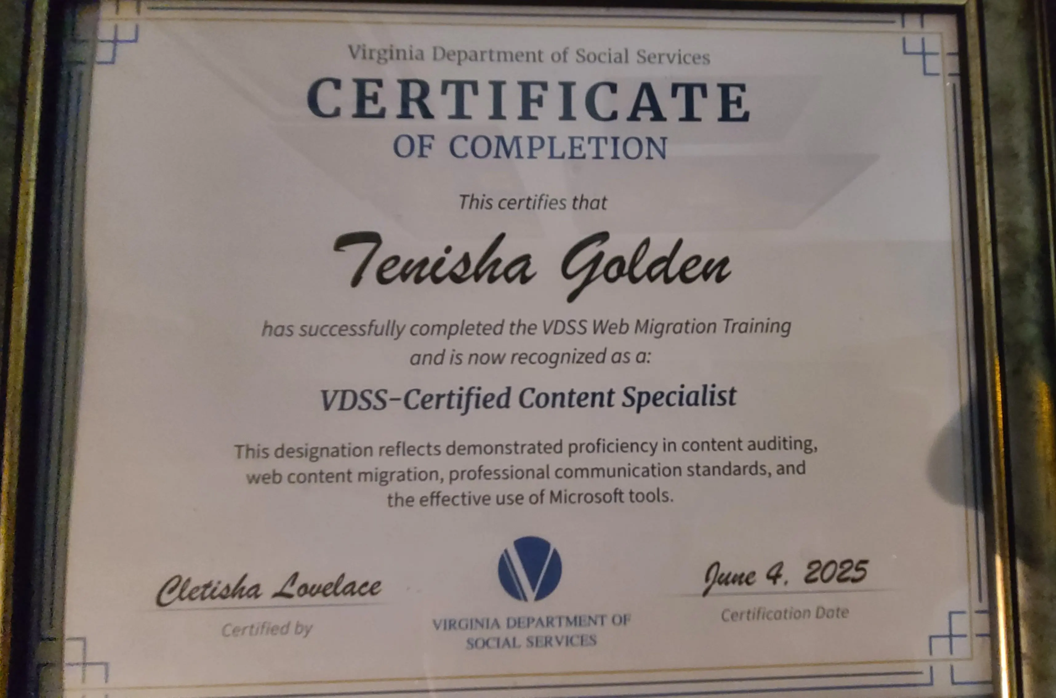 I recently completed an agency mandated training as a Certified Content Specialist for our Public Site Migration project.